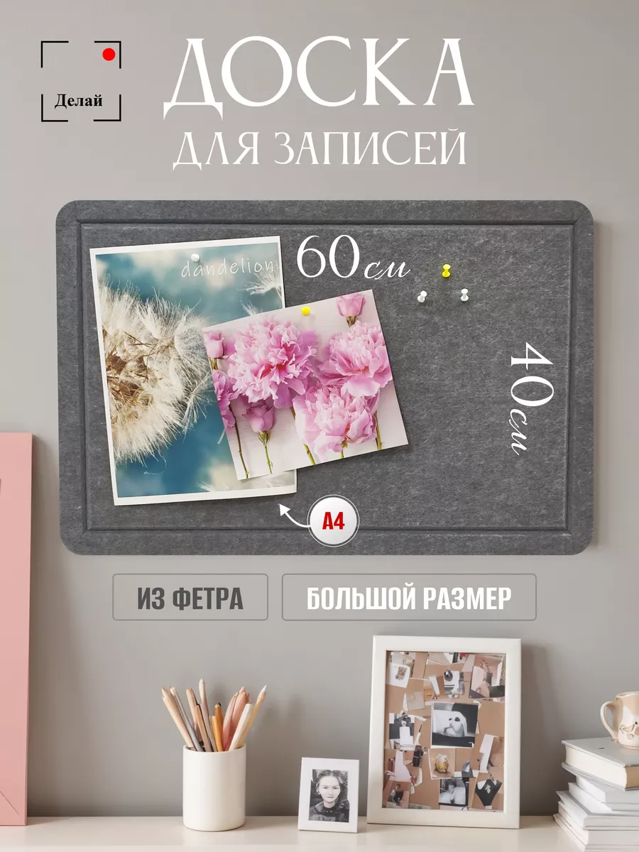 Мудборд доска для заметок записей и фотографий из фетра