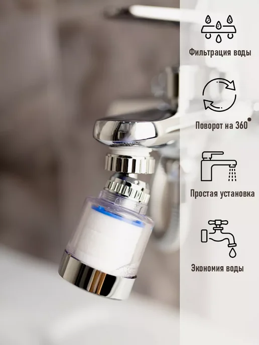 LinElatio Аэратор для смесителя с поворотом на 360°, белый, фото 2