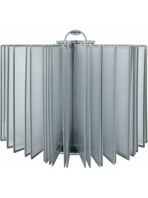 STAFF Стенд информационный с карманами А4, демосистема настольная, серый, фото 3