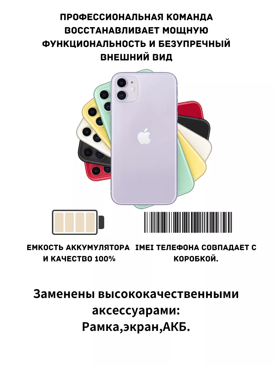 Смартфон iPhone 11 128GB черный восстановленный Apple 194184658 купить за  22 512 ₽ в интернет-магазине Wildberries