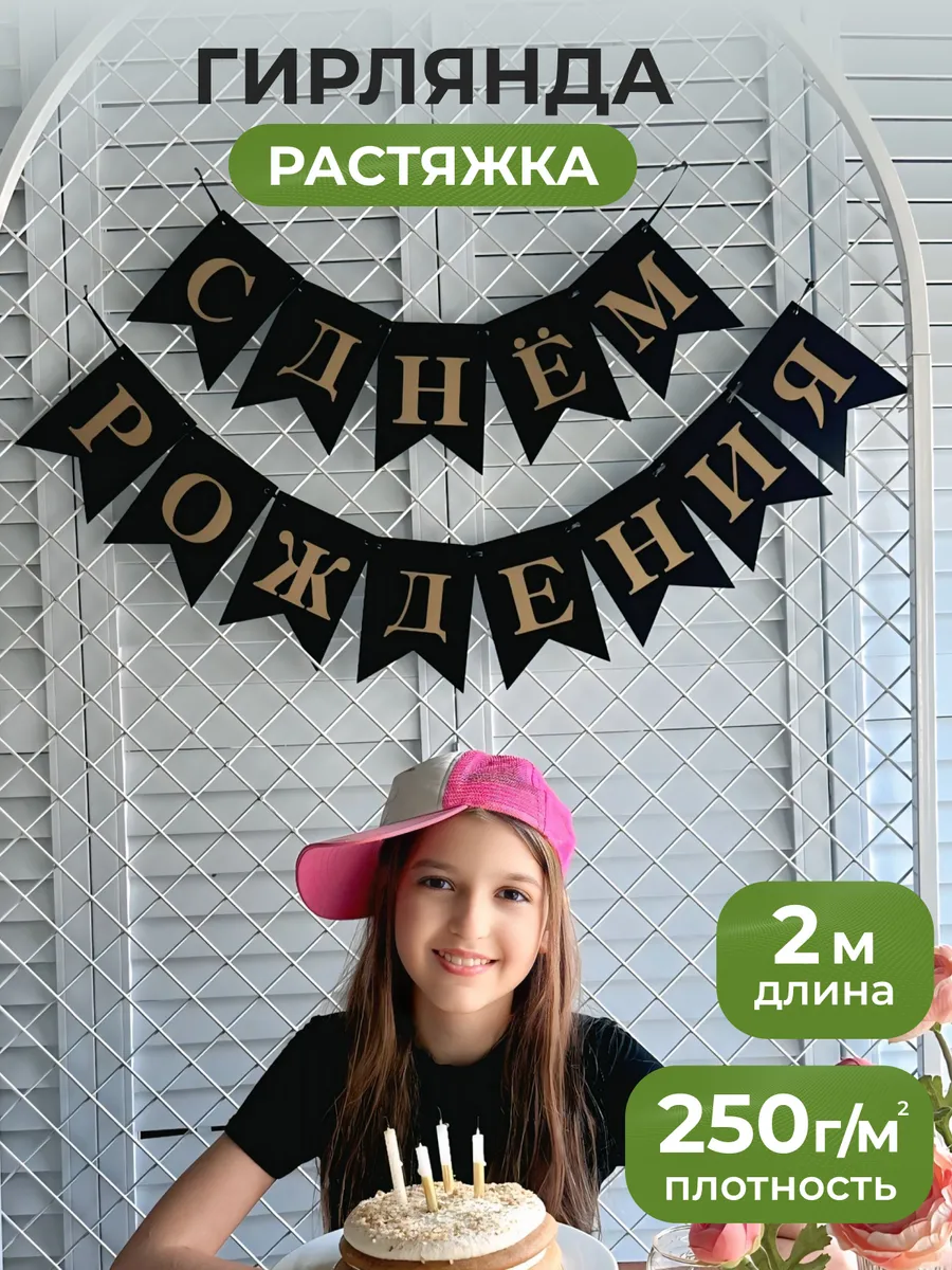 Растяжка - гирлянда - флажки С Днем Рождения