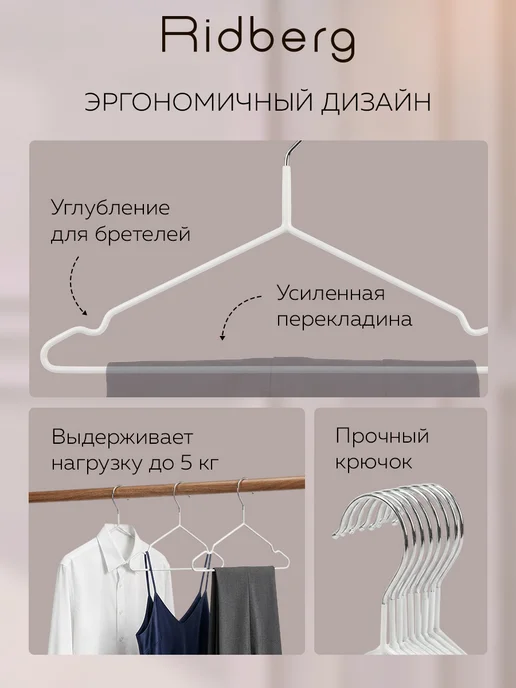 Ridberg Вешалки для одежды, белый, 20 шт, фото 3
