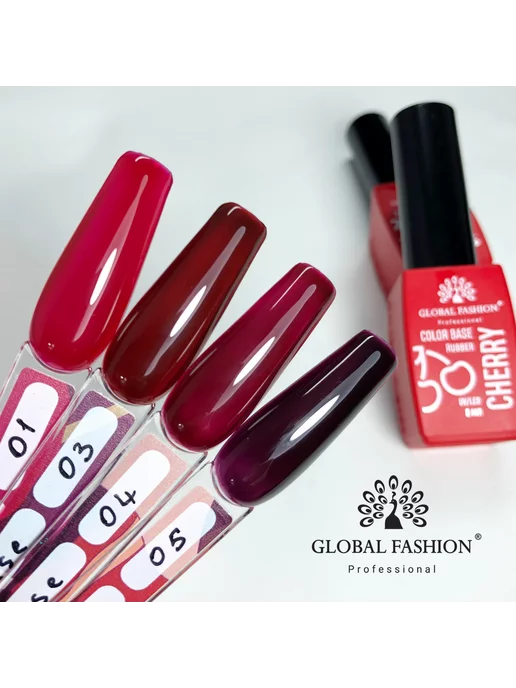 Global Fashion База для ногтей витражная красная 01, красный, фото 5