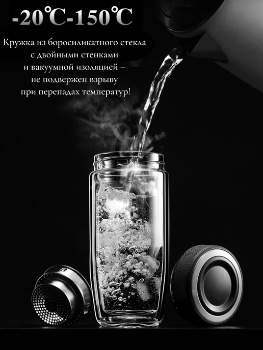 Термокружка стеклянная, вариант, фото 4