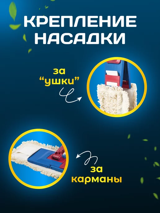 ACG Сменная насадка тряпка для швабры c карманами и ушками, белый, фото 2