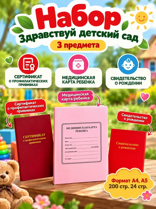 для девочки Набор "Здравствуй детский сад"- 3 предмета, розовый