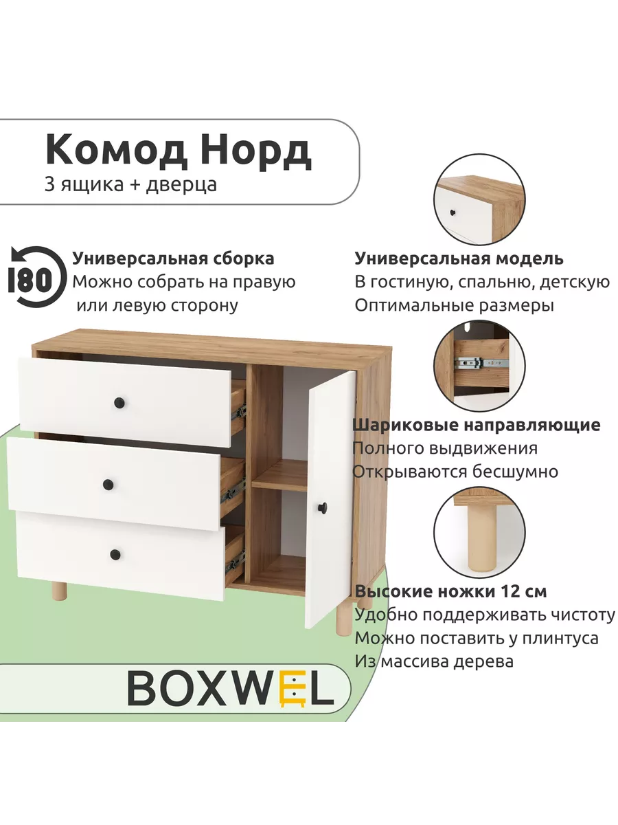 Комод деревянный для вещей с ящиками на ножках Норд3+1 BoxWel 195334301  купить за 6 682 ₽ в интернет-магазине Wildberries