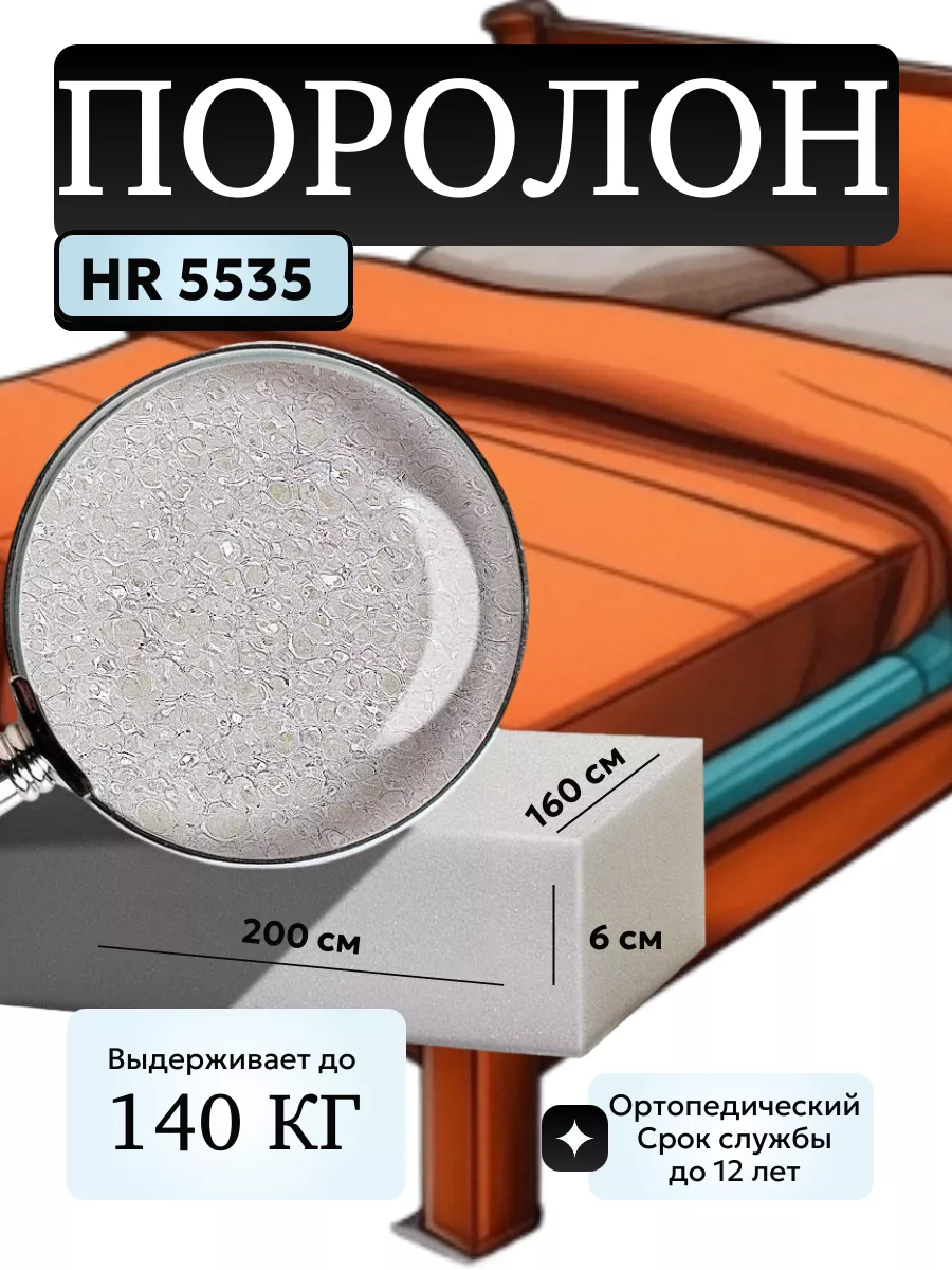 Поролон мебельный HR5535 2000*1600*60 мм FoamLine 195337317 купить за 8 331 ₽ в интернет-магазине Wildberries