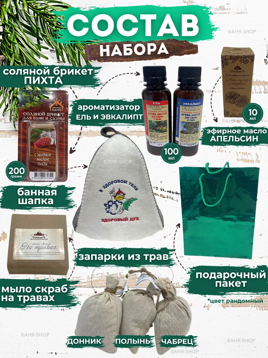 БАНЯ-SHOP Подарочный набор для бани и сауны