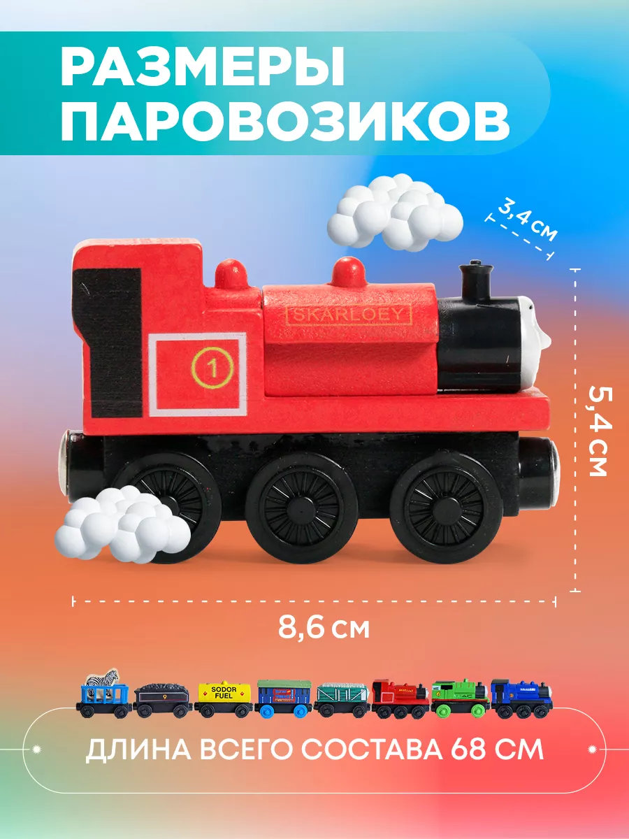 Паровозик Томас и друзья деревянные на магнитах KidsRoad 195573395 купить  за 1 528 ₽ в интернет-магазине Wildberries