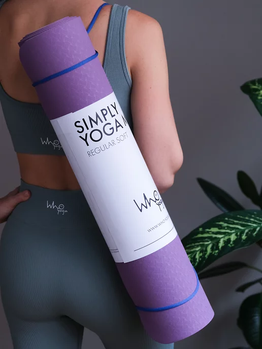 Who Yoga Коврик для йоги и фитнеса двухсторонний, фиолетовый, фото 4