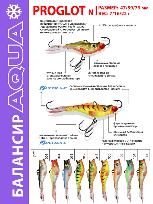 Aqua Балансир рыболовный Proglot 73mm 22g цвет 015 2шт, 22 г, 2 шт, фото 2