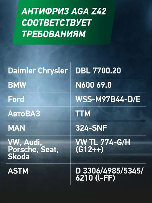 AGA Антифриз Z42, готовый к применению, зеленый, 1 кг, 1 кг, фото 5