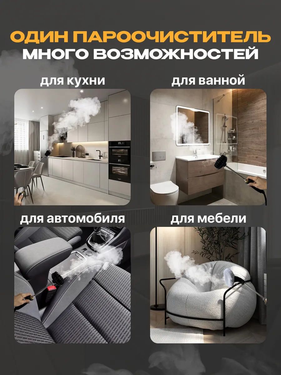 Пароочиститель для дома и уборки с насадками GoodsMari 195638727 купить за  4 709 ₽ в интернет-магазине Wildberries