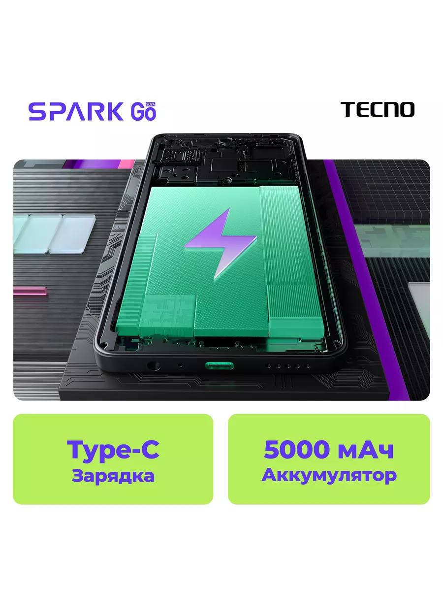 SPARK Go 2024 4+64GB Black TECNO 195731043 купить за 6 871 ₽ в  интернет-магазине Wildberries