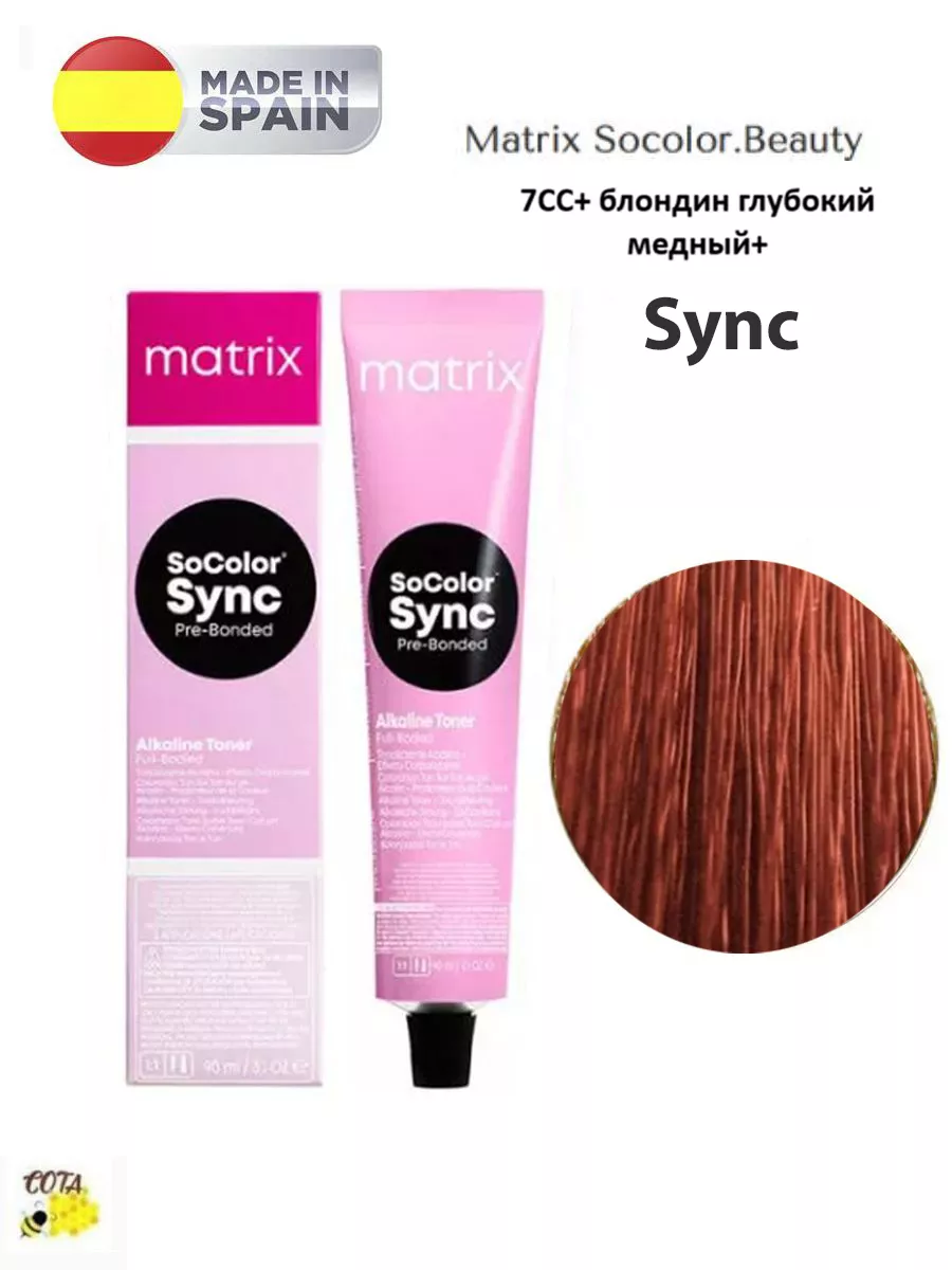 Краситель SoColor Sync 7CC+ блон глуб медный+, 90 мл Matrix 195918246  купить в интернет-магазине Wildberries