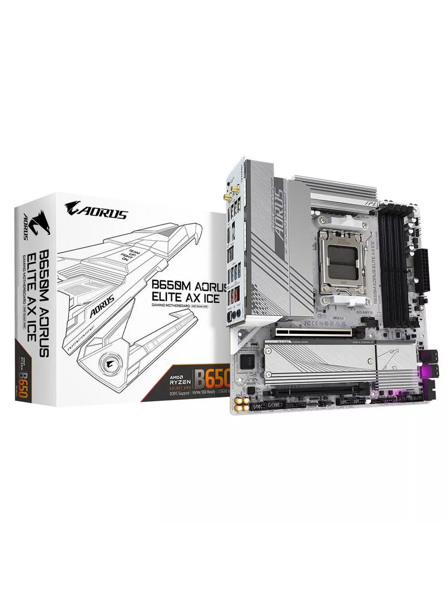 Материнская плата B650M AORUS ELITE AX ICE DDR5, AM5 Gigabyte 195936037 купить в интернет‑магазине Wildberries