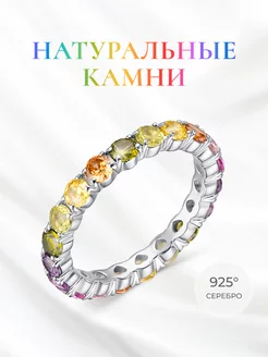 Серебряное кольцо c фианитами Природные камни 196033745 купить за 969 ₽ в интернет-магазине Wildberries