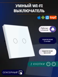 Сенсорный электронный двухклавишный wifi выключатель tuya WI-TEX 196044164 купить за 1 507 ₽ в интернет-магазине Wildberries