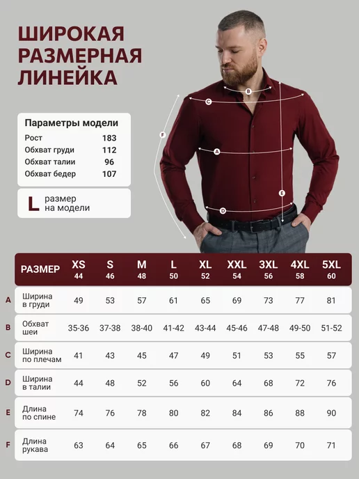 TAYM Рубашка с длинным рукавом классическая, красный, фото 2