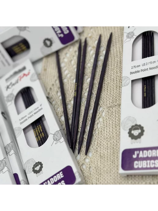 KnitPro Спицы чулочные Jadore Cubics длина 15 см, 3.75 мм, фиолетовый, фото 2