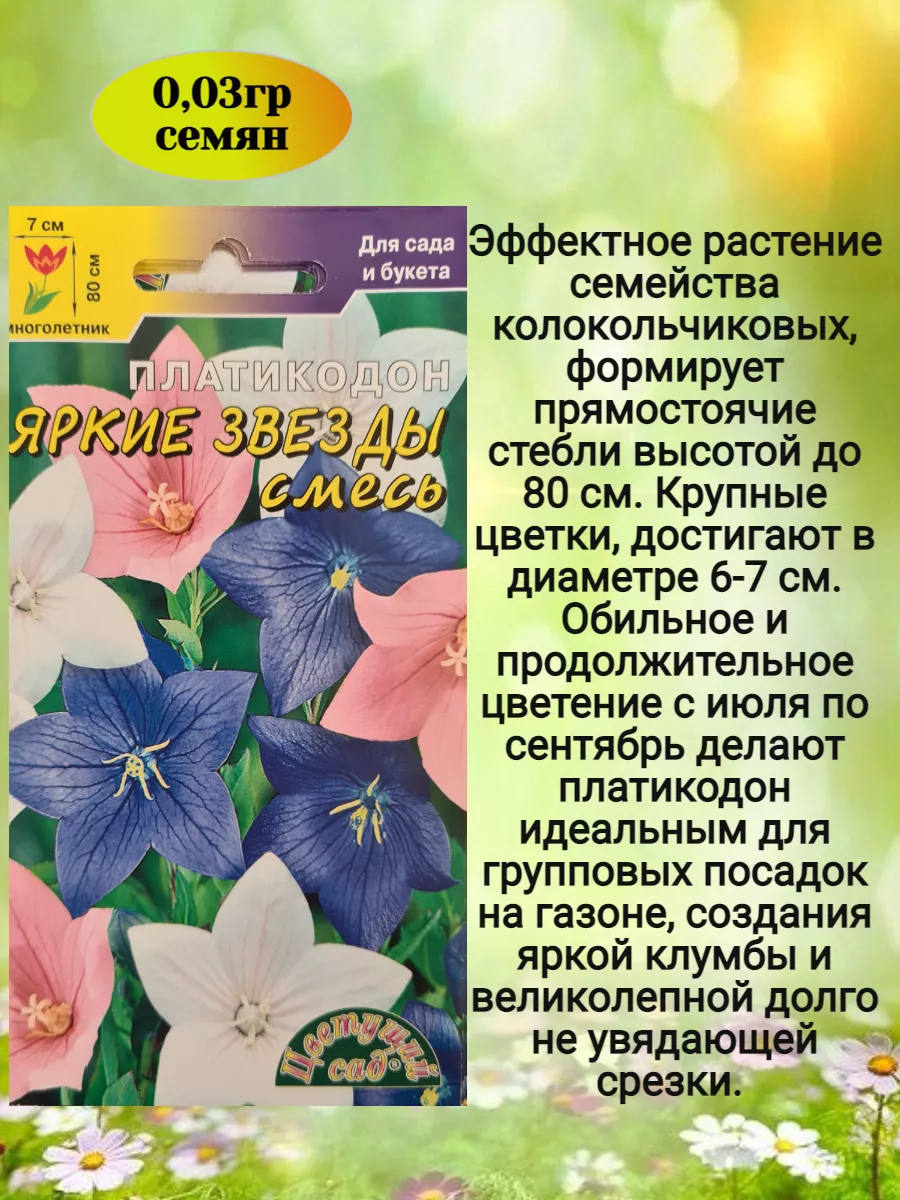 Семена многолетних цветов Платикодон ЦВЕТУЩИЙ САД 196165235 купить за 171 ₽  в интернет-магазине Wildberries