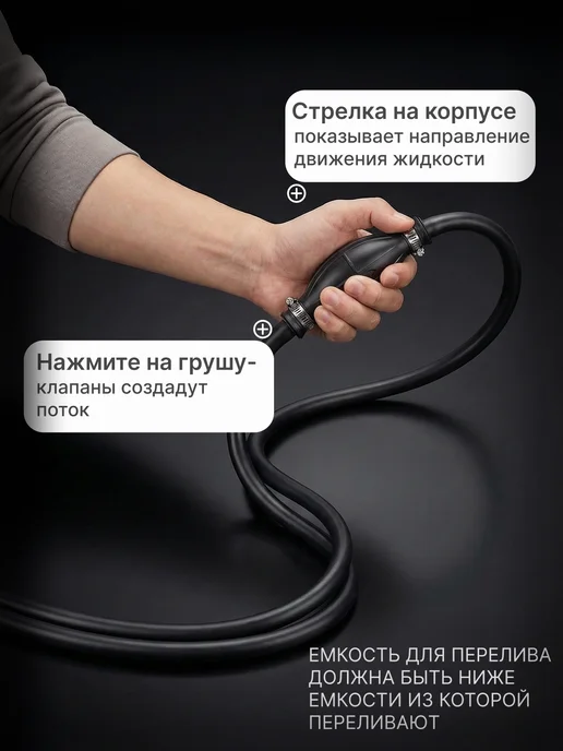 автоторг44 Насос ручной для перекачки топлива 1,5 м, 12мм, фото 4