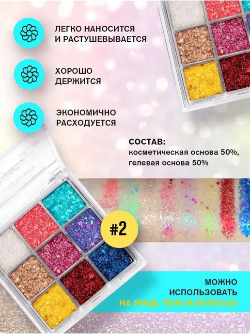 Walgreens Тени блестящие сияющие глиттерные новогодние, 35 мл, фото 2