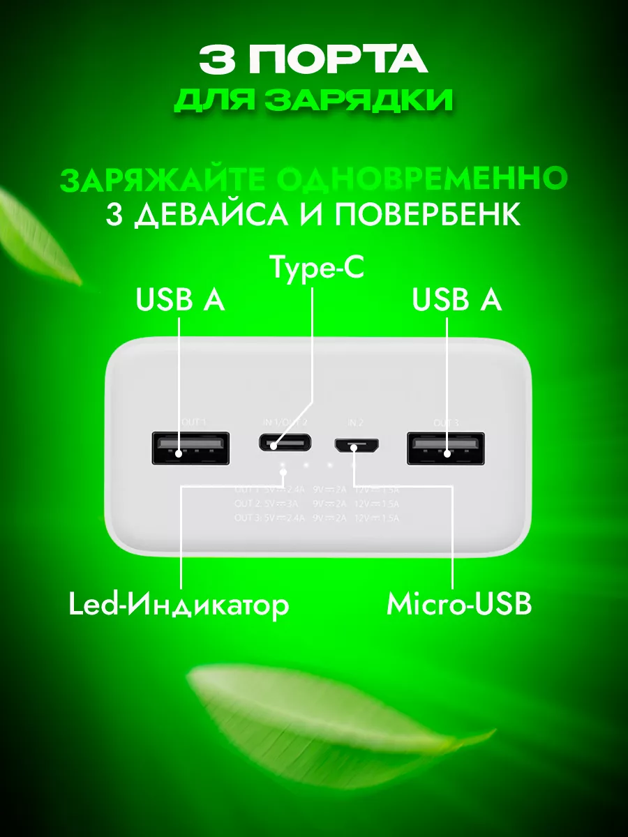 Повербанк 30000 с быстрой зарядкой для телефона портативный Xiaomi  196225700 купить за 1 480 ₽ в интернет-магазине Wildberries