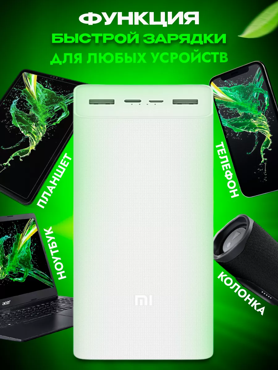 Повербанк 30000 с быстрой зарядкой для телефона портативный Xiaomi  196225700 купить за 1 480 ₽ в интернет-магазине Wildberries