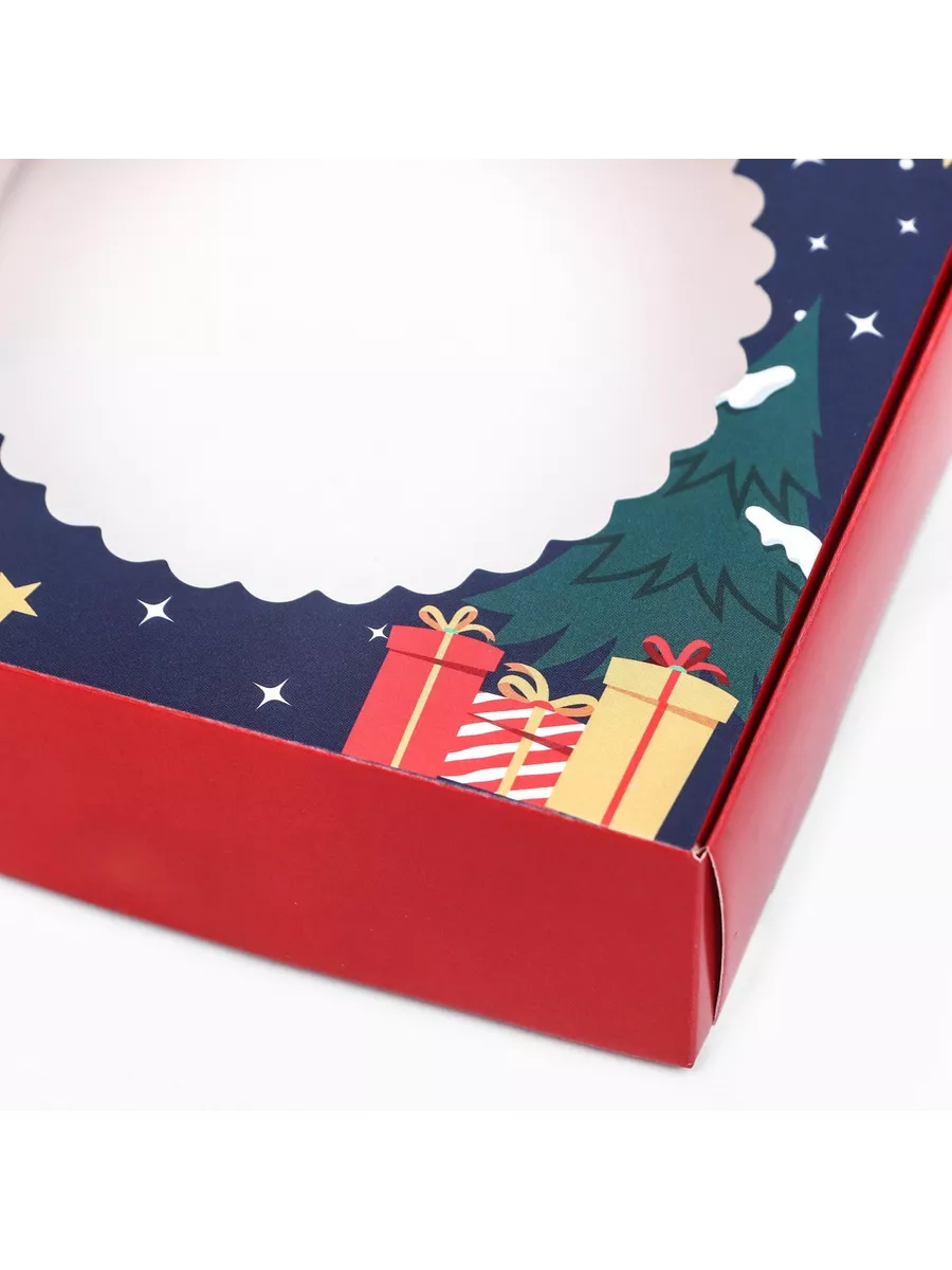 Коробка для пряников 15х20см с окном Новогодняя белая (5шт)