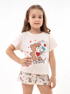 Пижама для девочки с шортами j-kids 196398757 купить за 584 ₽ в интернет-магазине Wildberries