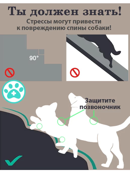 Meowso Лестница для собак прикроватная 40см, бежевый, фото 2