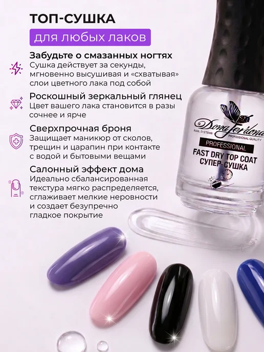 Dona Jerdona Сушка для лака для ногтей быстрая прозрачная укрепляющая, вариант, фото 4