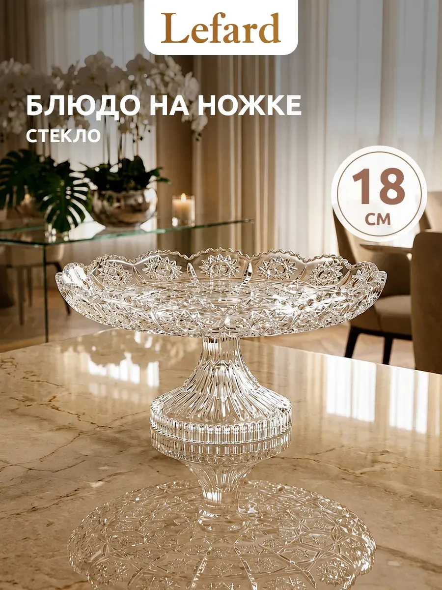 Конфетница на ножке стеклянная 18 см