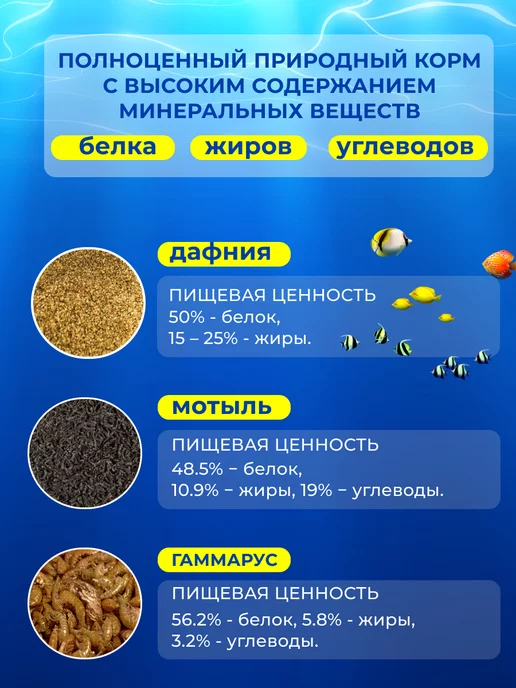 Суперзу корм для рыбок аквариумных дафния гаммарус мотыль 0.5л, 0,5 л, фото 2