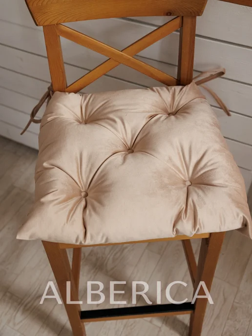 ALBERICA Подушка на стул квадратная 40х40 см на завязках, 40x40 см, фото 7