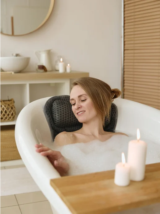 Beautiful Home Подушка для ванны под голову на присосках для купания, серый, фото 6