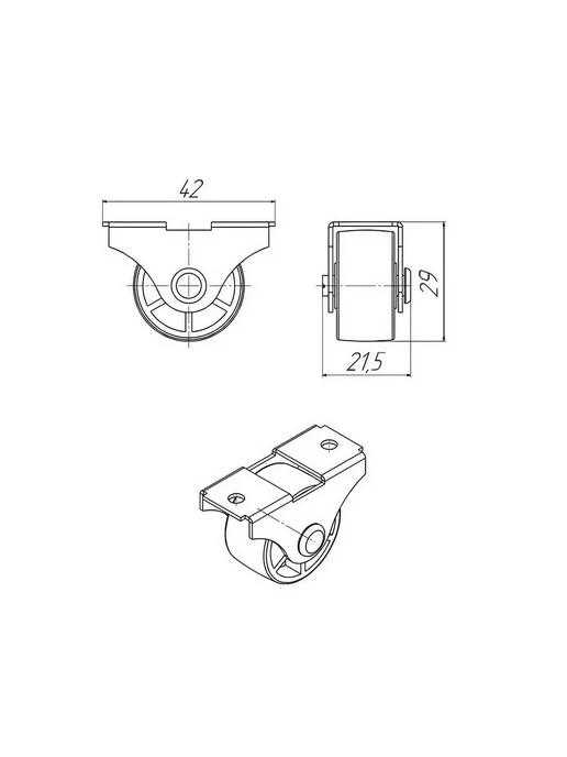 PRM Ролик опорный мебельный 493 (8 штук), черный, 8 шт, фото 3
