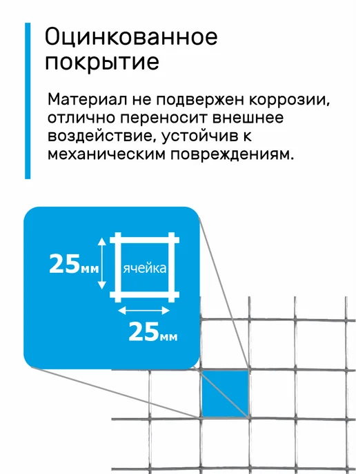Verda Line Сетка металлическая для клеток сварная оцинкованная 25х25, 25x25, фото 2