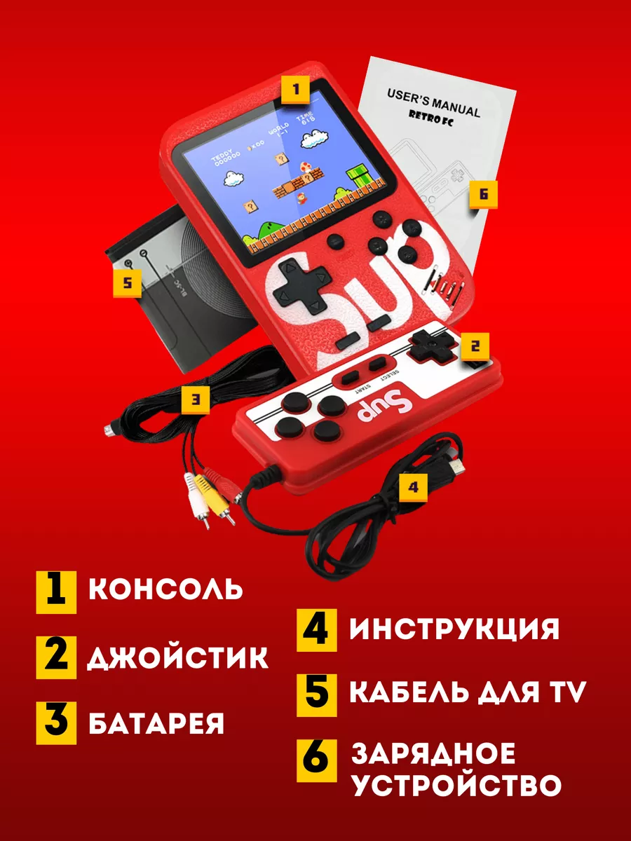 Игровая консоль SUP Game Box 400 IN 1 с джойстиком MarketONE 196640817  купить за 684 ₽ в интернет-магазине Wildberries