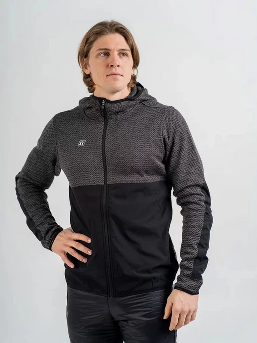 NoName Кофта спортивная FLEECE JACKET UX флисовая с капюшоном, черный