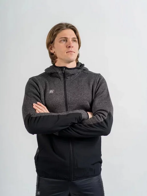 NoName Кофта спортивная FLEECE JACKET UX флисовая с капюшоном, черный, фото 3
