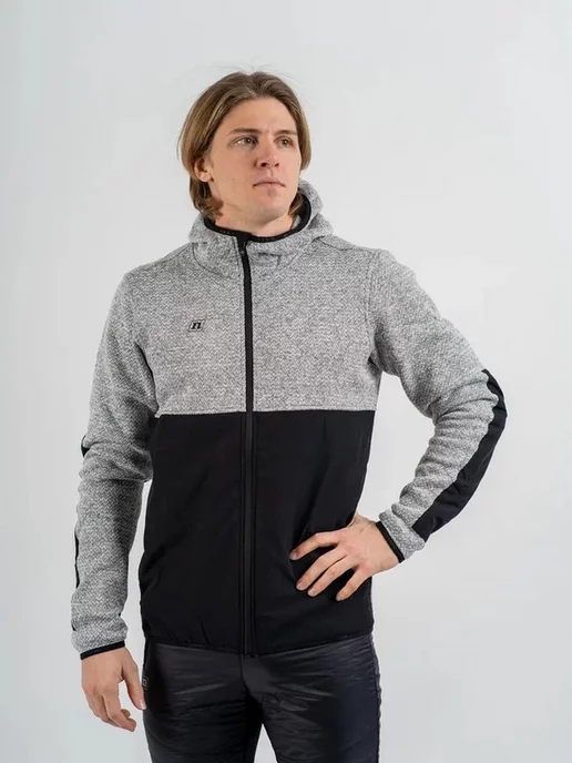 NoName Кофта спортивная FLEECE JACKET UX флисовая с капюшоном, серый