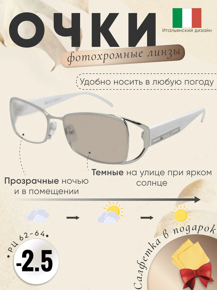 Фотохромные очки для зрения с диоптриями /Очки хамелеоны
