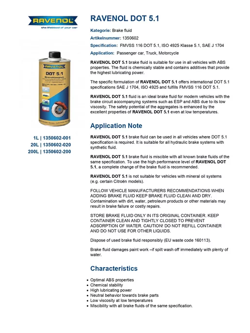 RAVENOL жидкость тормозная DOT 5.1 1 л, 1 л, фото 4