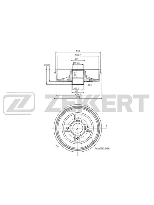zekkert Барабан тормозной задний, для Ниссан Ноут 2006-2012, Микра 3, вариант, фото 2