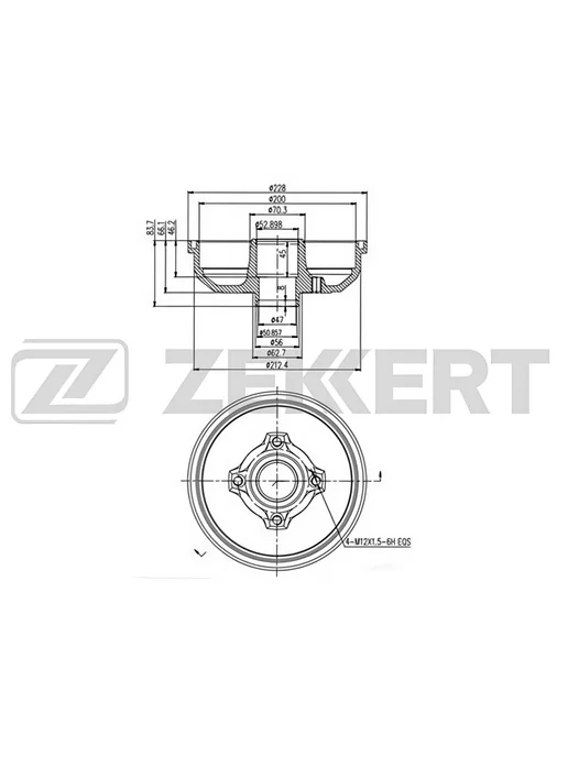 zekkert Барабан тормозной задний, для Опель Корса C 2000-2009 BS5208, вариант, фото 2