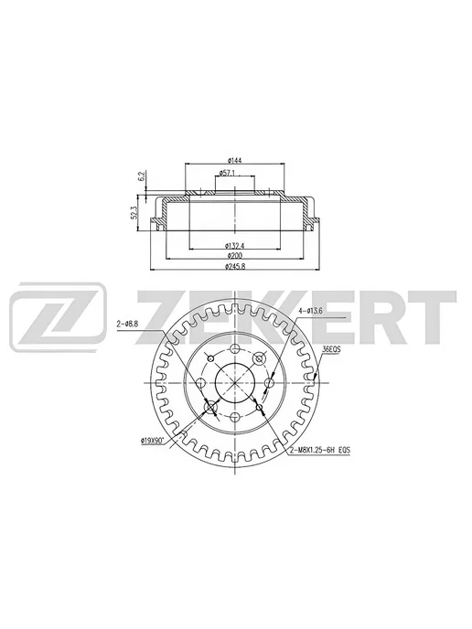 zekkert Барабан тормозной задний, для Опель Астра F 1991-1992, КИА, вариант, фото 2