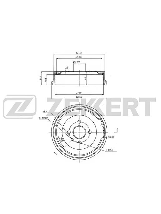 zekkert Барабан тормозной задний, для Опель Астра F 1991-1998, G, 1,998 кг, фото 2